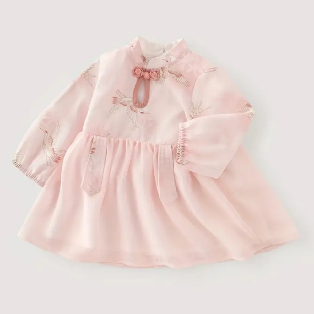Pink Chinese Hanfu Floral toddler Dress